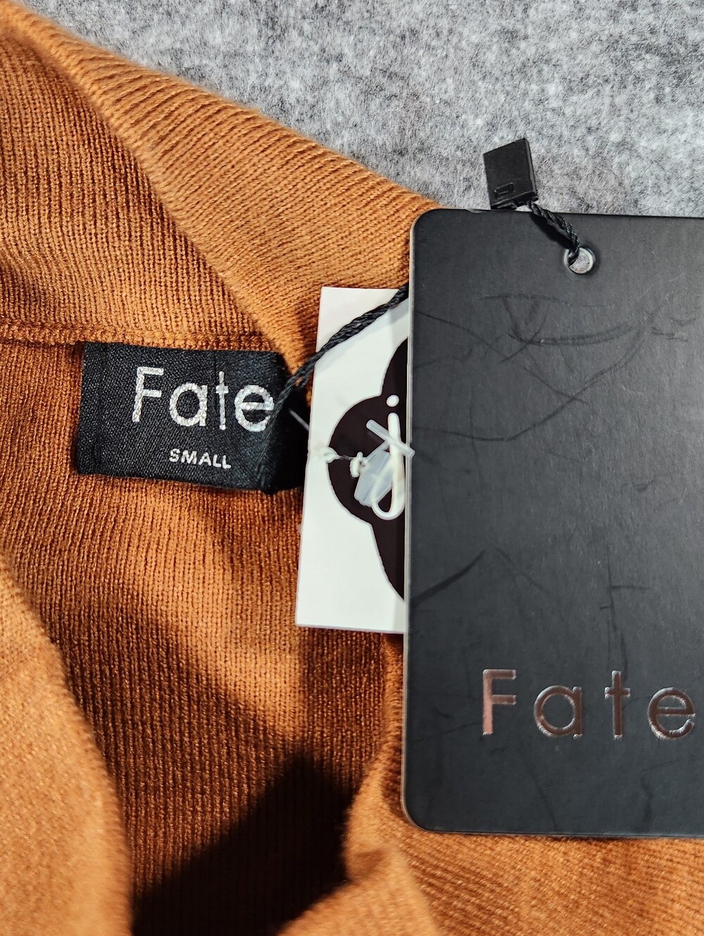 Fate Burnt Orange Sequin Leaf Mock Neck Sweater Small - Picture 2 of 12